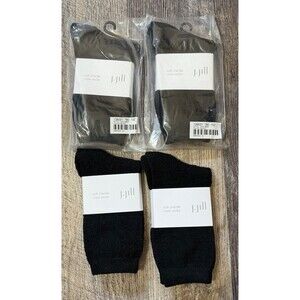J Jill Soft Chenille Crew Socks Black 4 Pair NWT Bundle Sizes 5 6 7 8 9 10
